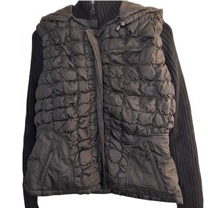 Palomares Fashions George Palomares Puffer Jacket Women M Black Bubble Knit Hood